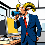 Aries**

"A cartoon ram wearing a business suit, standing in a chaotic office, yelling into a megaphone, fully clothed, appropriate attire, safe for work, perfect anatomy, natural proportions, digital illustration, humorous, professional, dynamic pose. The style should be reminiscent of a bold, colorful comic book."

**