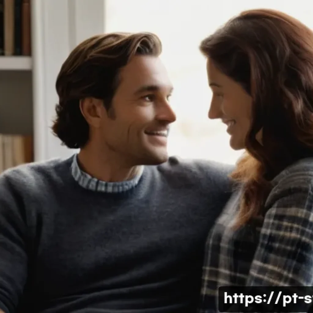 별자리와 결혼 생활 - **Prompt:** "A cozy domestic scene. A mid-30s couple, embracing warmly in their living room. The wom...