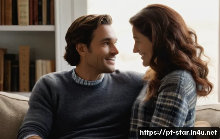 별자리와 결혼 생활 - **Prompt:** "A cozy domestic scene. A mid-30s couple, embracing warmly in their living room. The wom...