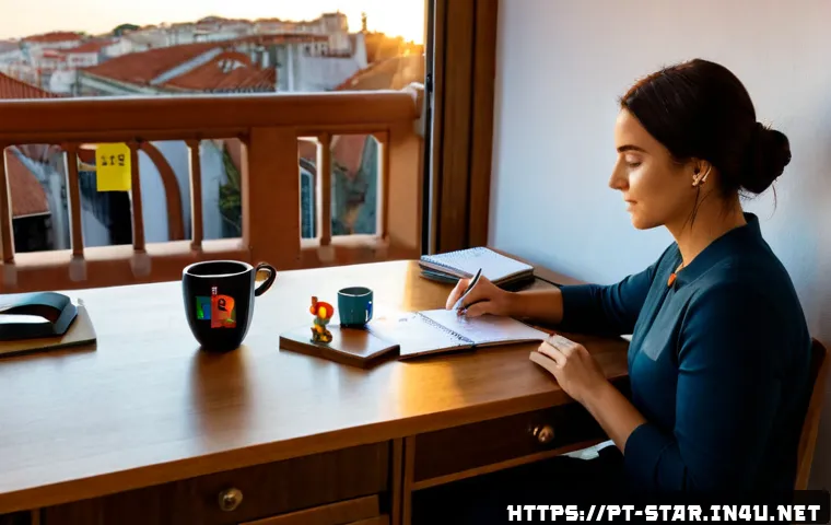 Home 17 별자리별 루틴 만들기 - Photorealistic morning routine planning scene in a bright Lisbon apartment, Portuguese woman in her ...